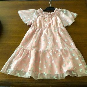 Girls pink and silver unicorn dress